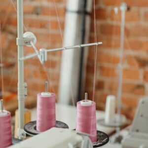 Sewing machines with pink thread