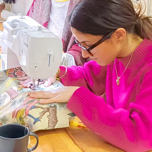 Participant of beginner sewing workshop